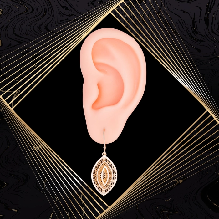 K1702 Złote kolczyki. Ażurowe kwiatuszki. Duże. 585