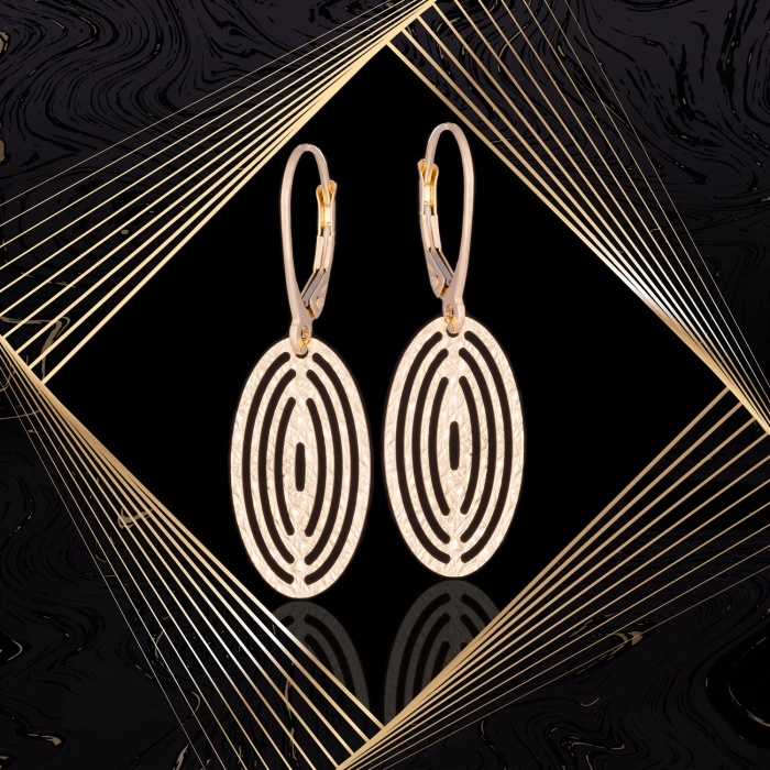 K1703 Złote kolczyki. Ażurowe owale. Duże. 585