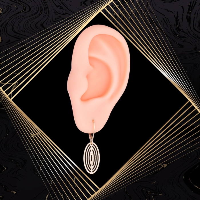 K1703 Złote kolczyki. Ażurowe owale. Duże. 585