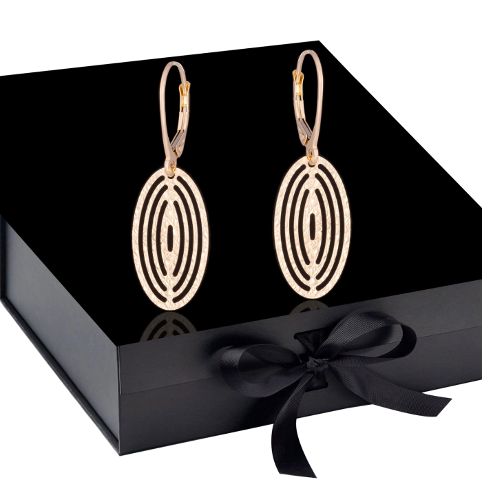 K1703 Złote kolczyki. Ażurowe owale. Duże. 585