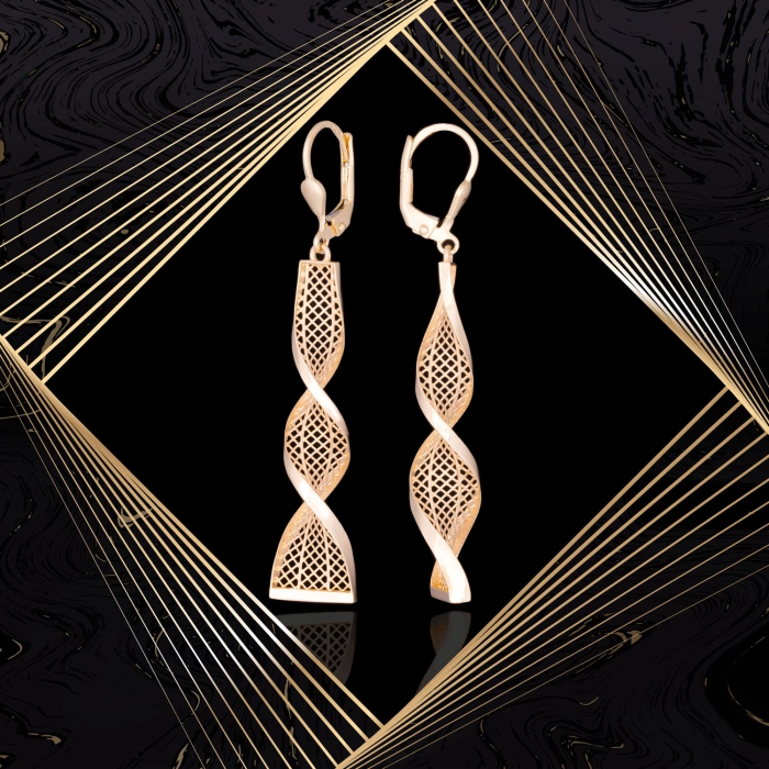 K1706 Złote kolczyki. Ażurowe świderki. Duże. 585