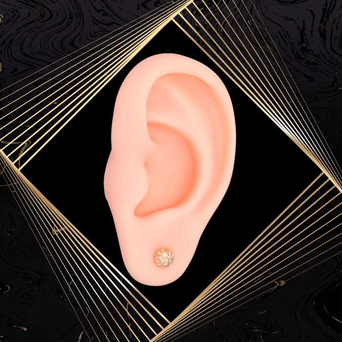 K1709 Złote kolczyki. Złote półkulki z diamentowanym wzorem. 333