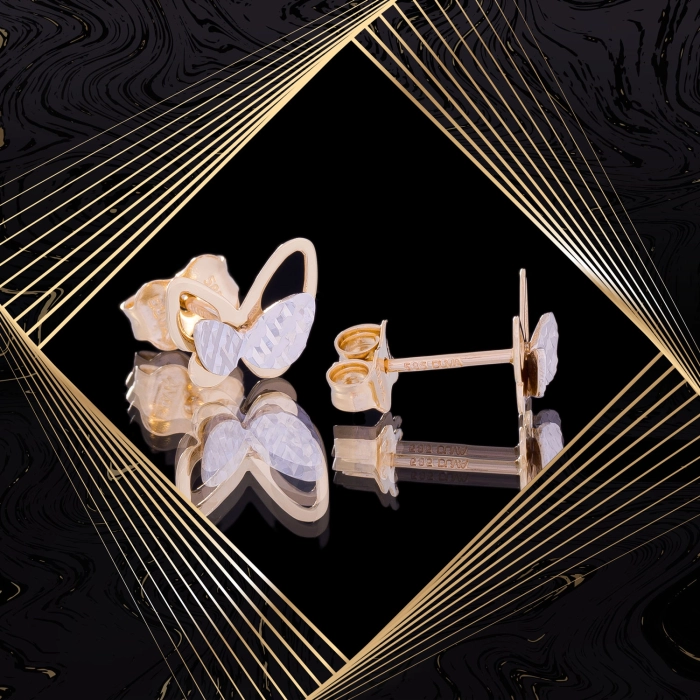 K1710 Złote kolczyki. Złote motylki. 585