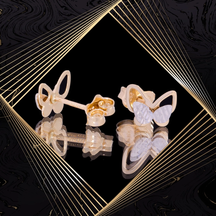 K1710 Złote kolczyki. Złote motylki. 585