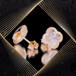 K1712 Złote kolczyki. Złote przestrzenne koniczynki. 585