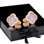 K1712 Złote kolczyki. Złote przestrzenne koniczynki. 585