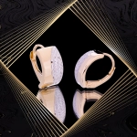 K1714 Złote kolczyki. Dwukolorowe prostokątne kolanka. 585