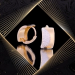 K1714 Złote kolczyki. Dwukolorowe prostokątne kolanka. 585