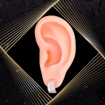 K1714 Złote kolczyki. Dwukolorowe prostokątne kolanka. 585