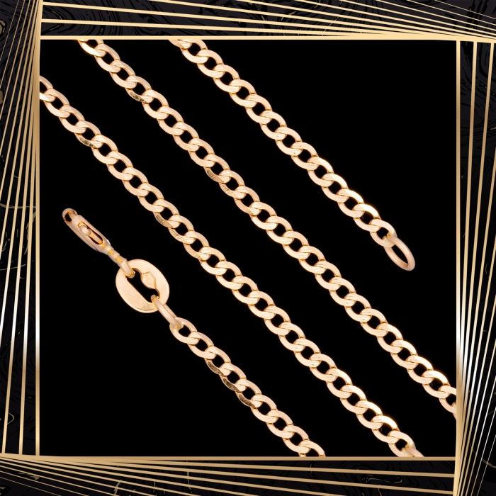 Ł256 Złoty Łańcuszek. Pancerka. 50 cm. 585