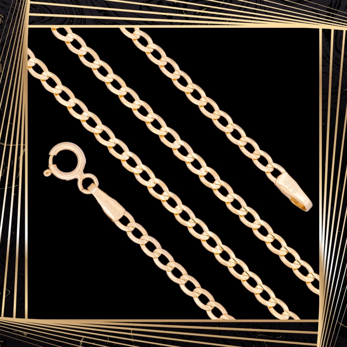 Ł272 Złoty Łańcuszek. Pancerka. 50 cm. 585