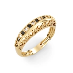 PA009H Złoty pierścionek. Złoty ażurowy mostek z cyrkoniami. 375