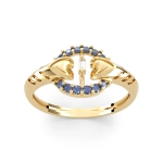 PA063B  Złoty pierścionek. Złote kółeczko z sercami. 375