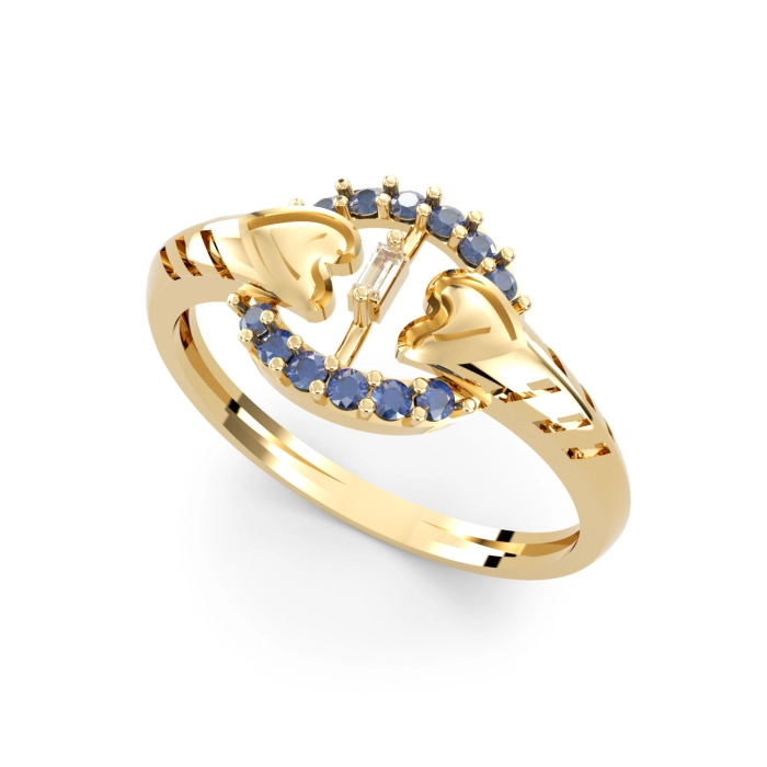 PA063B  Złoty pierścionek. Złote kółeczko z sercami. 375