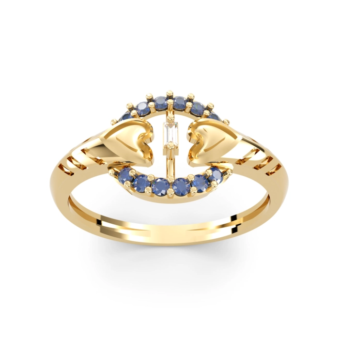 PA063B  Złoty pierścionek. Złote kółeczko z sercami. 375