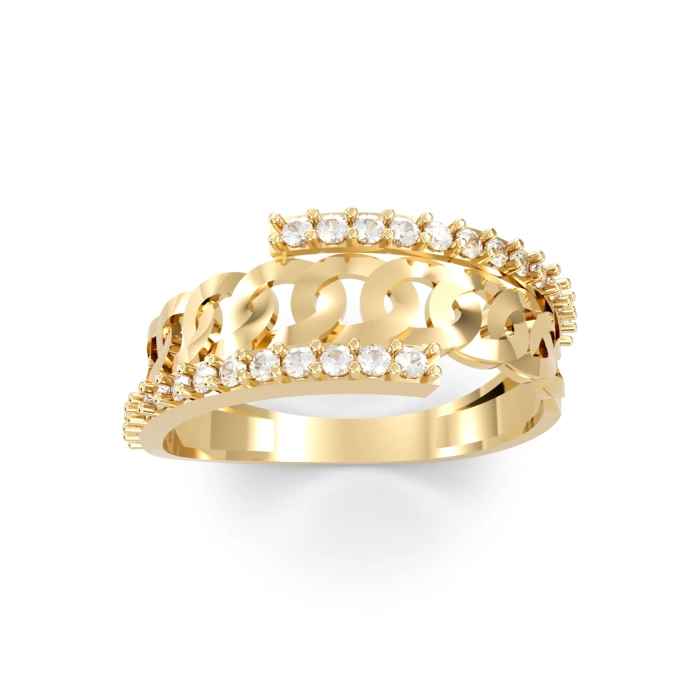 PA071  Złoty pierścionek. Pancerka z cyrkoniami. 375