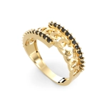 PA071H  Złoty pierścionek. Pancerka z cyrkoniami. 375