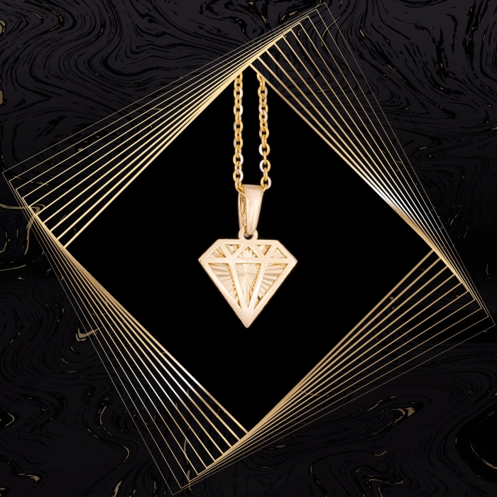 W842 Złoty wisiorek. Złoty diamencik. Symbol niezłomności, wytrwałości. 585