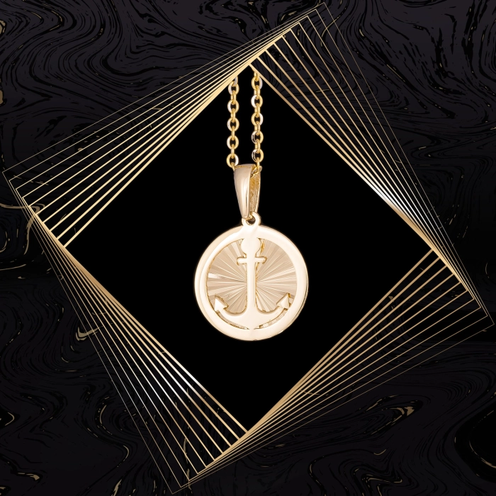 W846 Złoty wisiorek. Złota kotwica. Symbol nadziei. 585