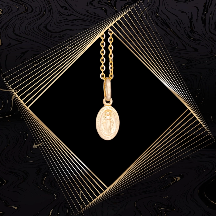 W853 Złoty wisiorek. Medalik Niepokalanego Poczęcia. Cudowny medalik. 585