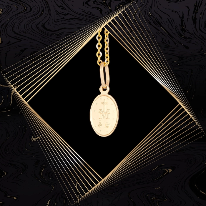 W854 Złoty wisiorek. Medalik Niepokalanego Poczęcia. Cudowny medalik. 585