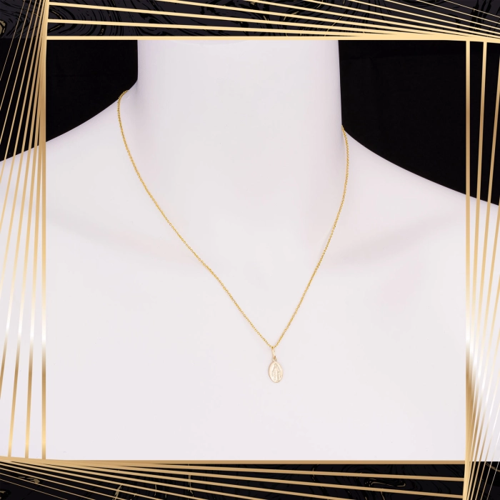 W854 Złoty wisiorek. Medalik Niepokalanego Poczęcia. Cudowny medalik. 585