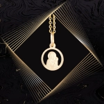 W855 Złoty wisiorek. Matka Boska z dzieciątkiem. 585