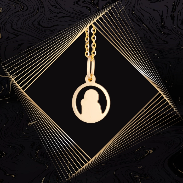 W855 Złoty wisiorek. Matka Boska z dzieciątkiem. 585