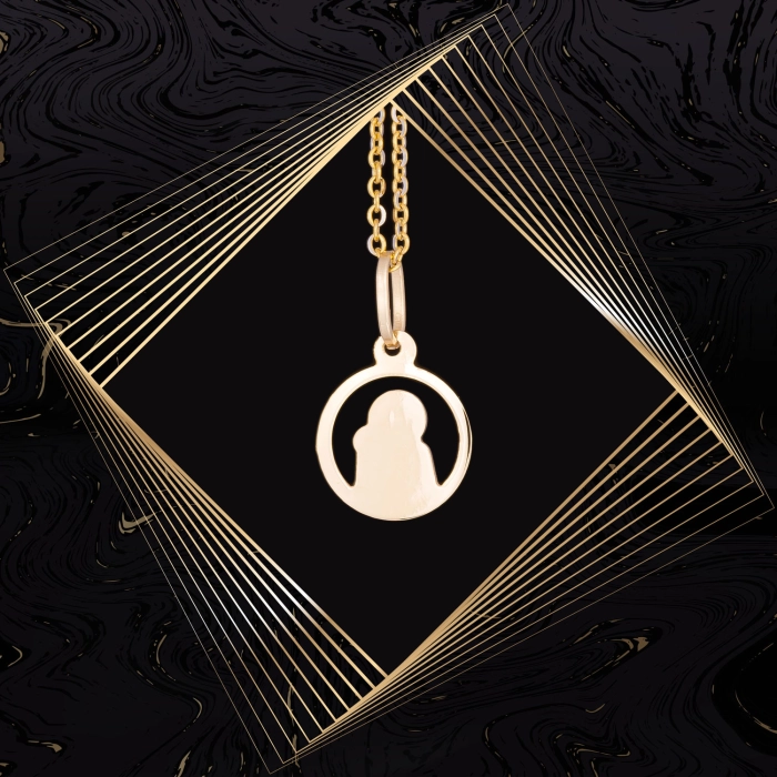 W856 Złoty wisiorek. Matka Boska z dzieciątkiem. 585