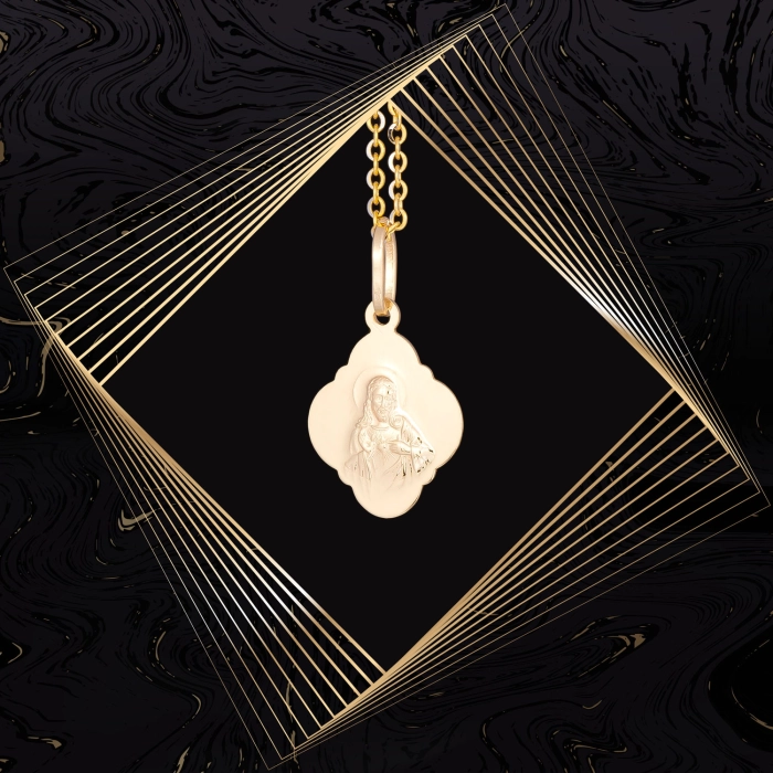 W857 Złoty wisiorek. Medalik Matka Boska Szkaplerzna. Szkaplerz.  585