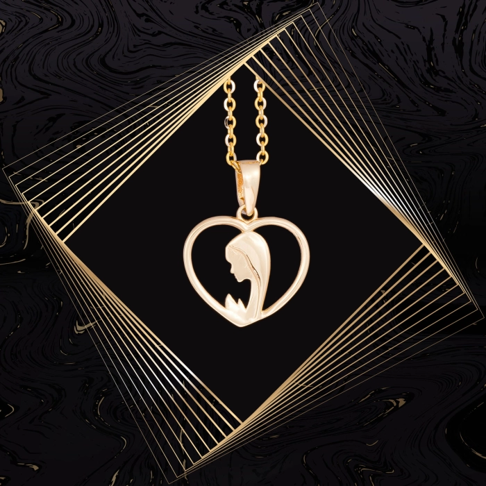 W859 Złoty wisiorek. Złoty medalik. Serduszko. Matka Boska. 585