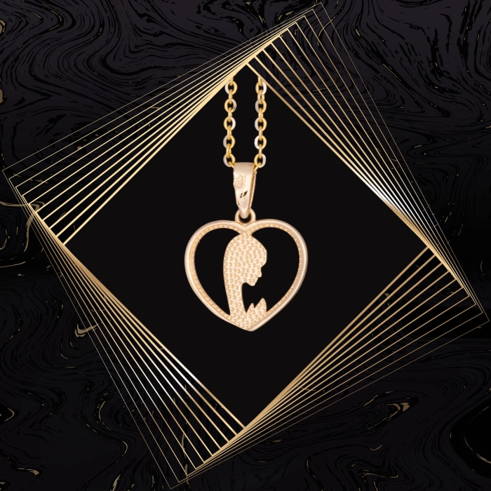 W859 Złoty wisiorek. Złoty medalik. Serduszko. Matka Boska. 585