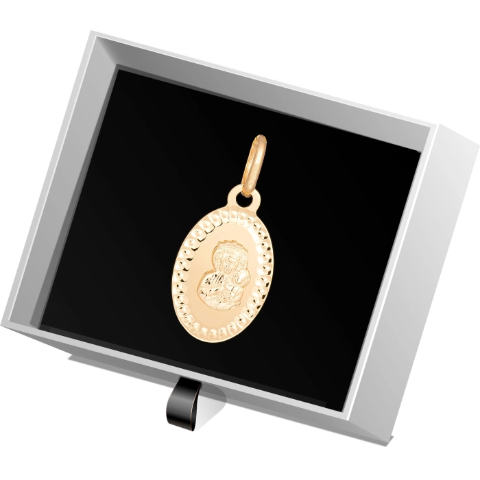 W860 Złoty wisiorek. Złoty medalik. Matka Boska z dzieciątkiem. 585