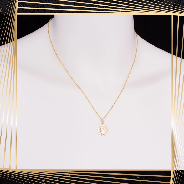 W862 Złoty wisiorek. Medalik Niepokalanego Poczęcia. Cudowny medalik. 585