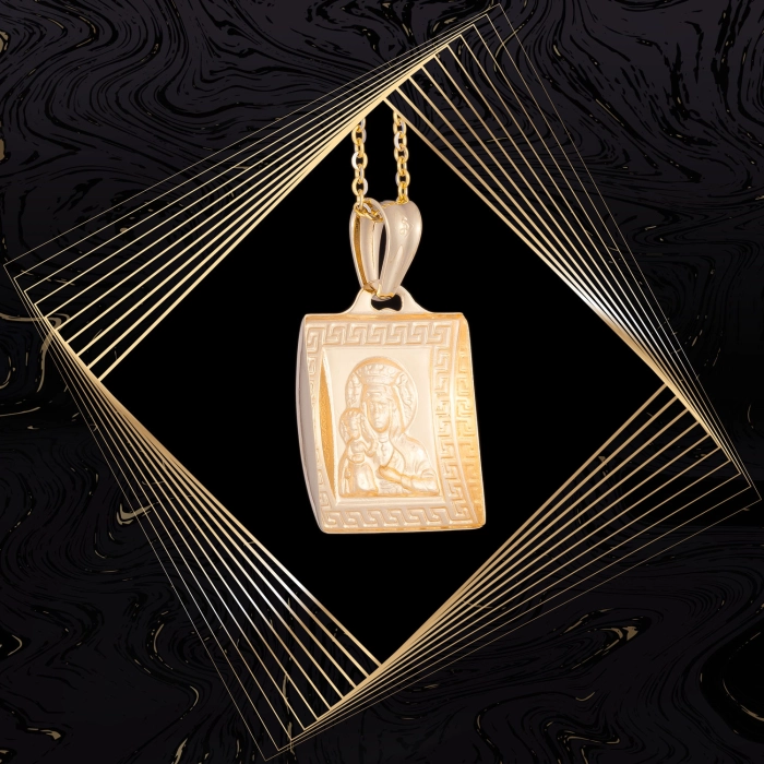 W865 Złoty wisiorek. Matka Boska z dzieciątkiem. 585