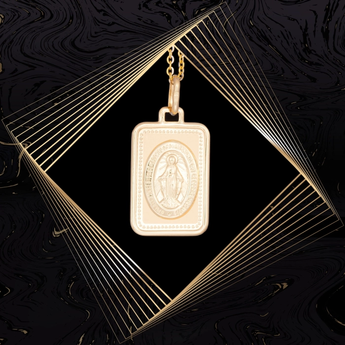 W866 Złoty wisiorek. Medalik Niepokalanego Poczęcia. Cudowny medalik. 585
