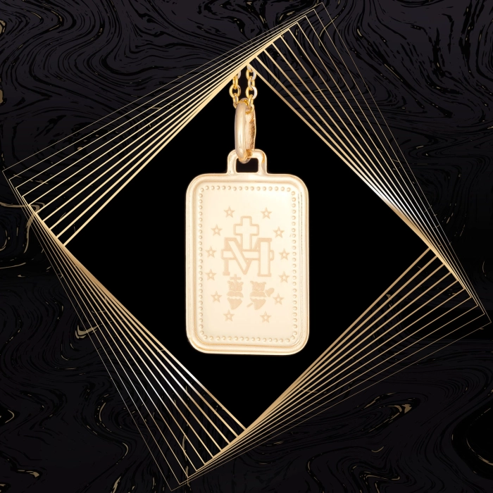 W866 Złoty wisiorek. Medalik Niepokalanego Poczęcia. Cudowny medalik. 585