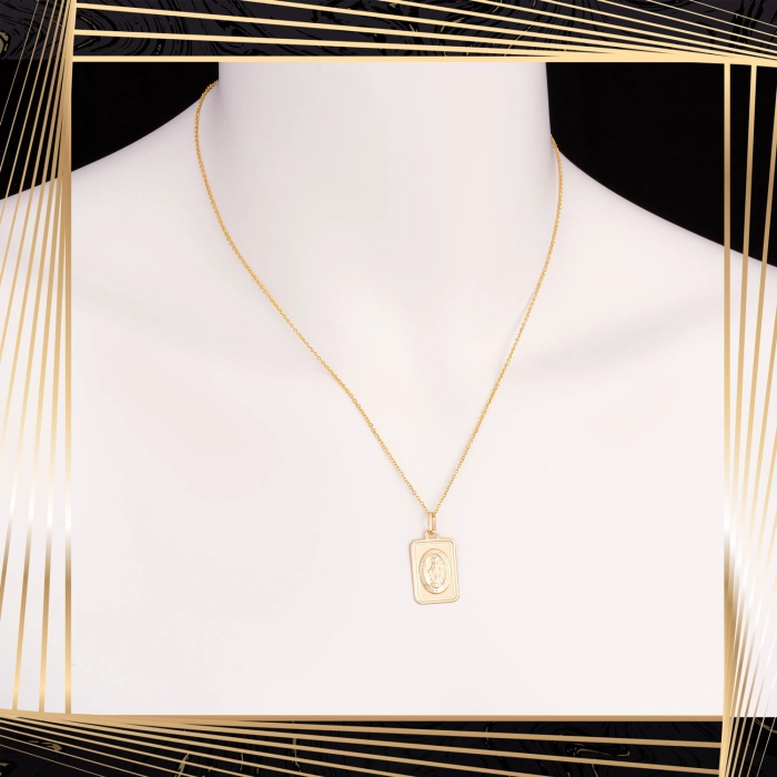 W866 Złoty wisiorek. Medalik Niepokalanego Poczęcia. Cudowny medalik. 585