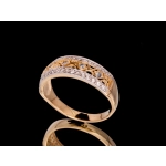 P610 Złoty pierścionek z akwamarynami i cyrkoniami. Próba 585
