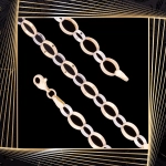 B298 Złota bransoletka. Dwukolorowe płaskie ogniwa. 585