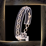 B298 Złota bransoletka. Dwukolorowe płaskie ogniwa. 585