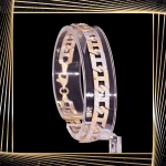 B343 Złota bransoletka. Dwukolorowa w splocie gucci. 585