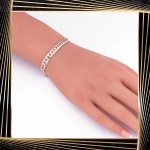 B343 Złota bransoletka. Dwukolorowa w splocie gucci. 585