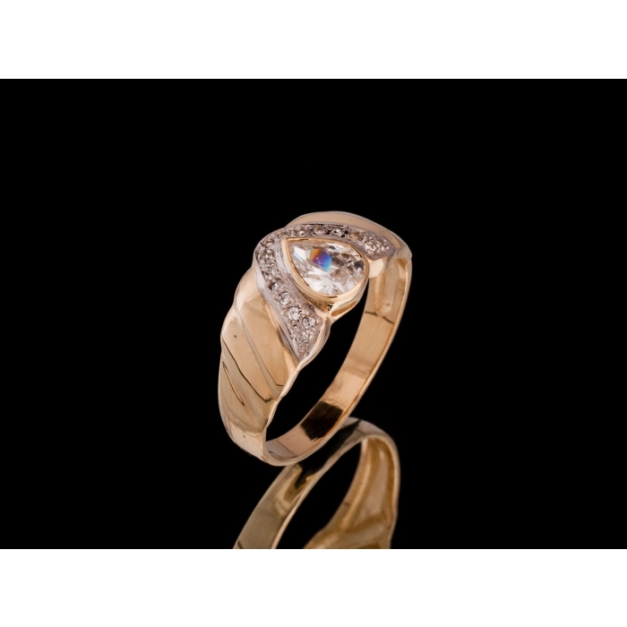 P537 Złoty pierścionek z cyrkoniami /585