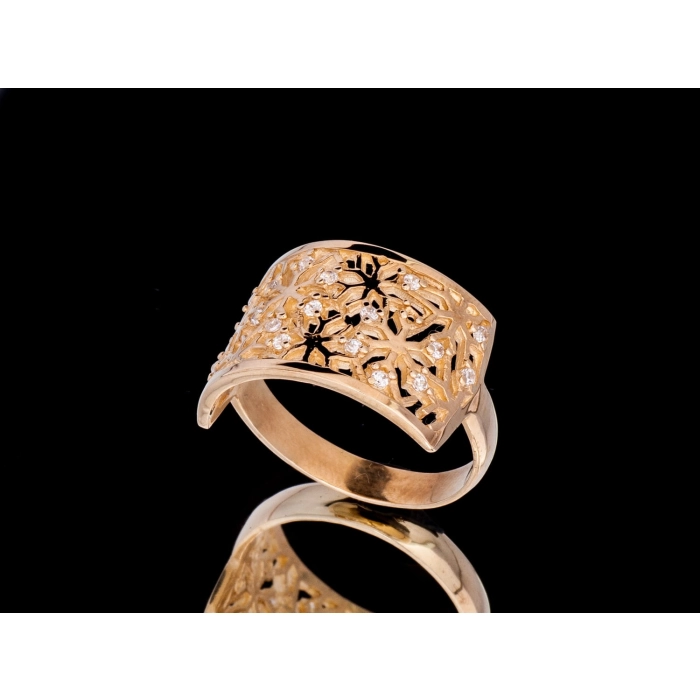 P561 Złoty pierścionek z cyrkoniami. Ażurowy. Próba 333