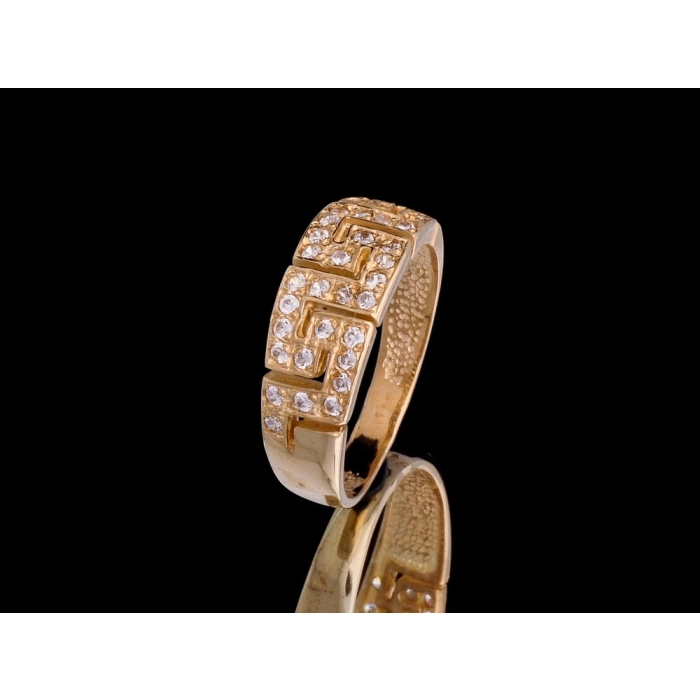 P459 Złoty pierścionek z cyrkoniami / droga grecka 585