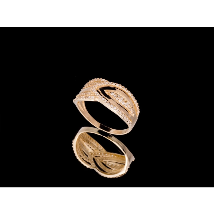 P793 Złoty pierścionek z cyrkoniami. 585