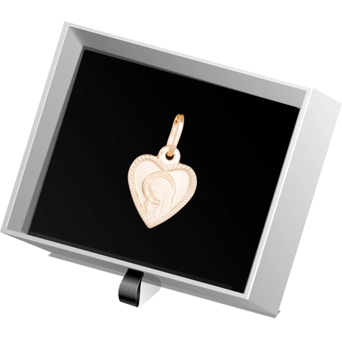 W730 Złoty medalik. Złote serduszko z Matką Boską. 585