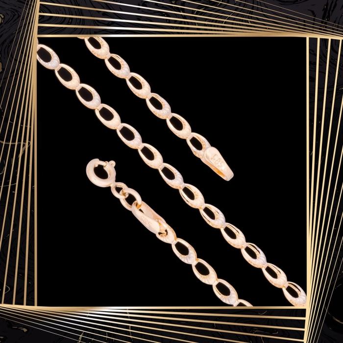 B324 Złota bransoletka z owalnymi elementami. 585