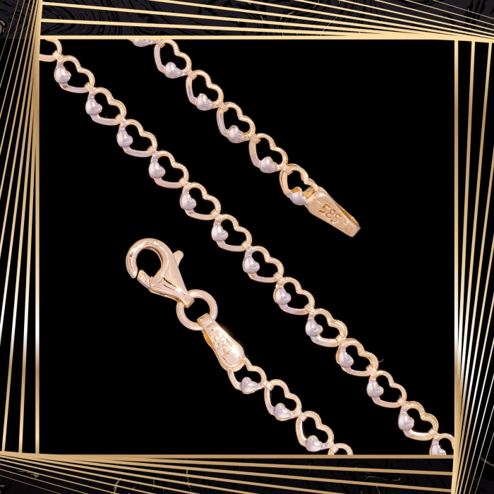 B342 Złota bransoletka z serduszkami. 585